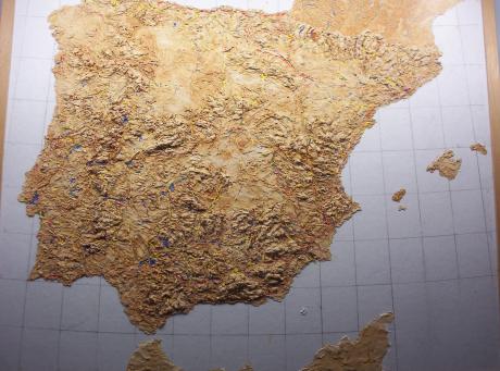 Handmodelliertes Spanien/Portugal Reliefbild - Ottmar Gebhardt - Array auf  - Array - 