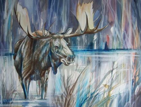 Elch im Wasser - Wolfgang Archibald Nagl - Array auf Array - Array - Elch im Wasser - Wolfgang Archibald Nagl - Array auf Array - Array -