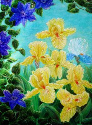 Schwertlilien u. Clematis (1998) - Renate König - Array auf Array - Array - Array Schwertlilien u. Clematis (1998) - Renate König - Array auf Array - Array - Array