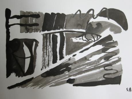 Tuschzeichnung mit 2 Quadraten - Salzblatt Annette Schaefer - auf - Array - Tuschzeichnung mit 2 Quadraten - Salzblatt Annette Schaefer - auf - Array -