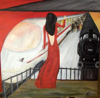 Frau in ROT, ANKUNFT - Klaus Scholl - Array auf Array - Array - Array Frau in ROT, ANKUNFT - Klaus Scholl - Array auf Array - Array - Array