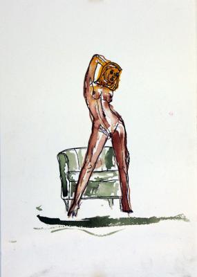 Zeichnung Nude 19 (Aquarellpapier, Tusche, 24x34) - Wolfgang Bretschneider - Array auf Array - Array - Array Zeichnung Nude 19 (Aquarellpapier, Tusche, 24x34) - Wolfgang Bretschneider - Array auf Array - Array - Array