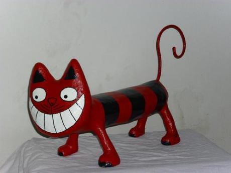 Grinsekatze aus Beton wetterfest - Stefan Schmidt - auf - - Grinsekatze aus Beton wetterfest - Stefan Schmidt - auf - -