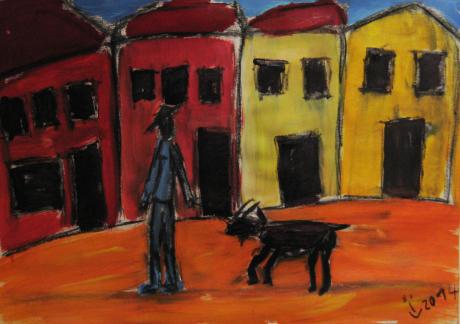 Mann mit Ziege - Inken Stampa - Array auf Array - - Mann mit Ziege - Inken Stampa - Array auf Array - -