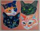 Cuatro gatos - Ayluy - Tierportraits - Acryl auf Leinwand - Katzen - 